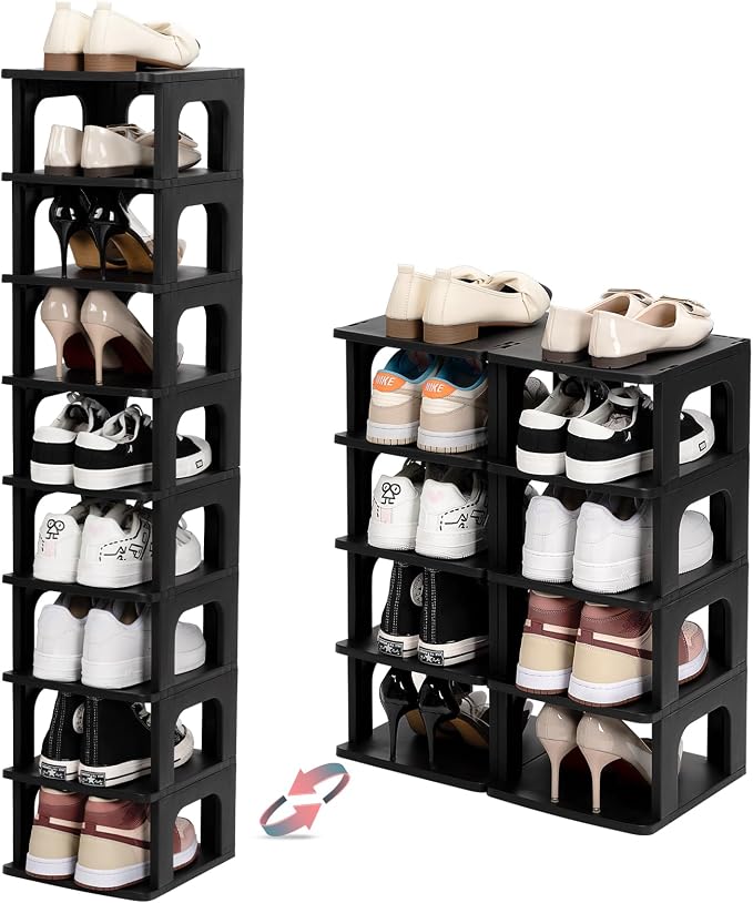 TRZZ 10-Tier Shoe Rack, Narrow Stackable Organizer, Vertical Efficient Shoe by TRZZ