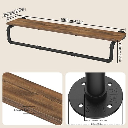 Industrial Pipe Clothes Rack, Wall Mounted Garment Rack, Heavy Duty Iron Shelf - Image 3