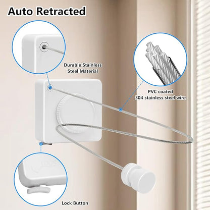 15.7Ft Retractable Clothesline Indoor an Anti-sag Retractable Clothesline - Image 8