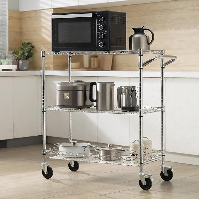 VEVOR Kitchen Utility Cart, 3 Tiers, Wire Rolling Table - Image 8