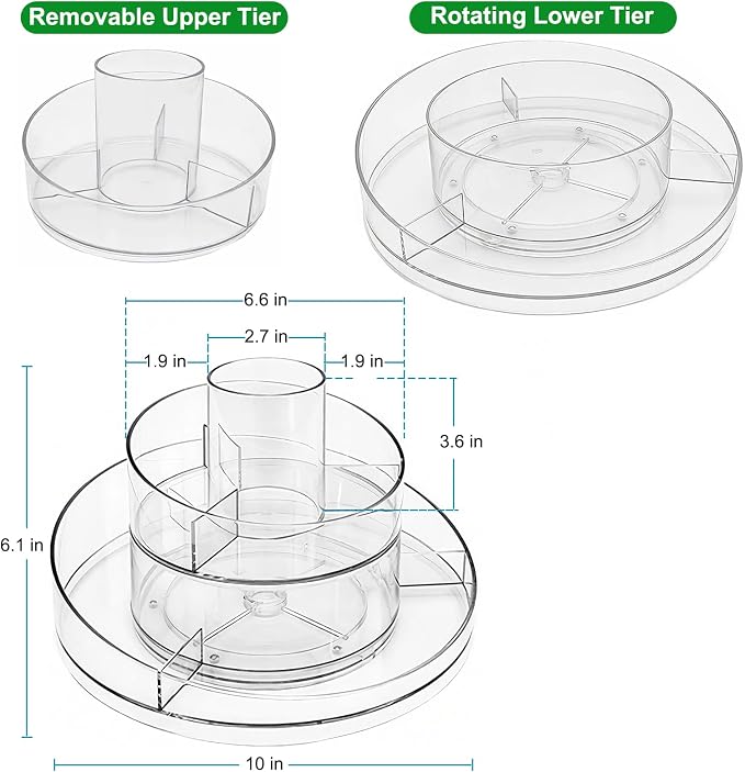 Taiuloo 360 Rotating Makeup Organizer, Perfume & Lipstick, Round Spinning Tray - Image 2