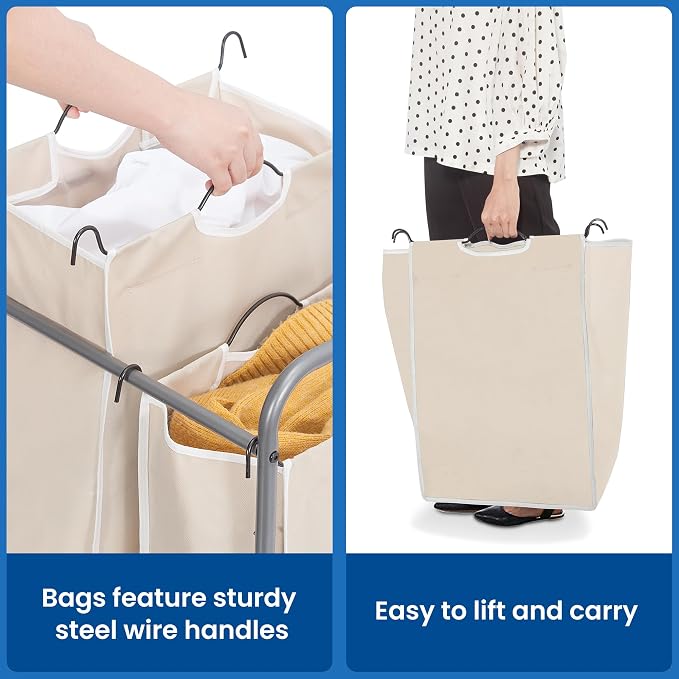 STORAGE MANIAC Laundry Sorter 2 Section, 90 L Gal Laundry Hamper - Image 5