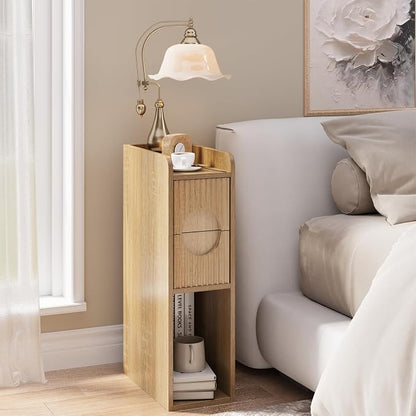 Slim Bedside Table Set of 2, Narrow Nightstand - Image 5