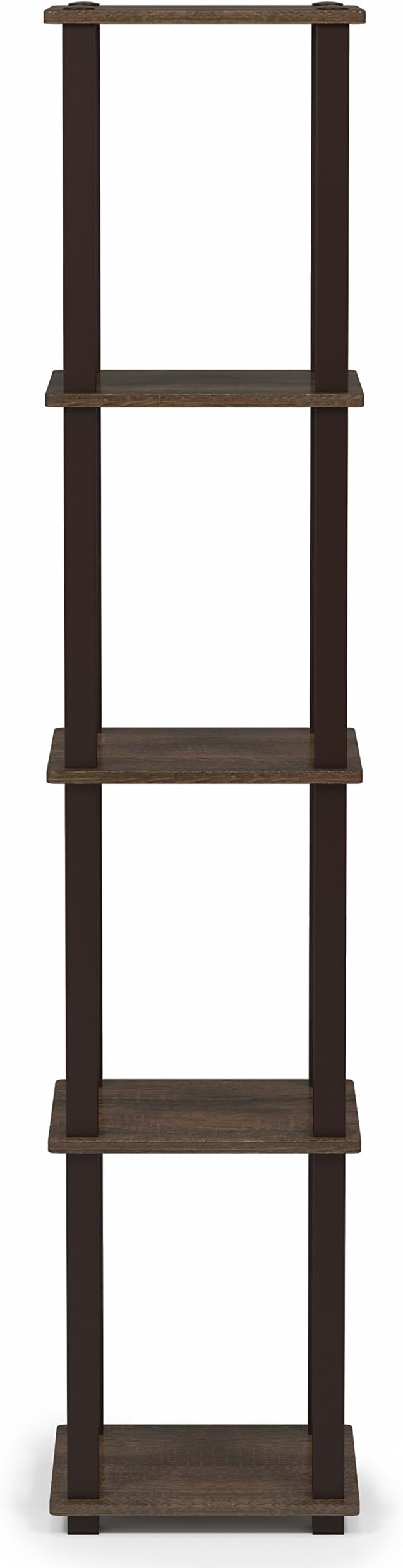 FURINNO Turn-S-Tube 5-Tier Corner Square Rack Display Shelf, Walnut/Brown - Image 4