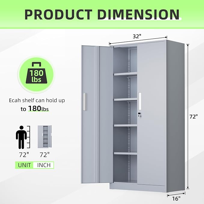 INTERGREAT Metal Storage Cabinet, Tall Metal Cabinet - Image 3