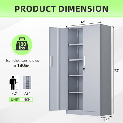 INTERGREAT Metal Storage Cabinet, Tall Metal Cabinet - Image 3