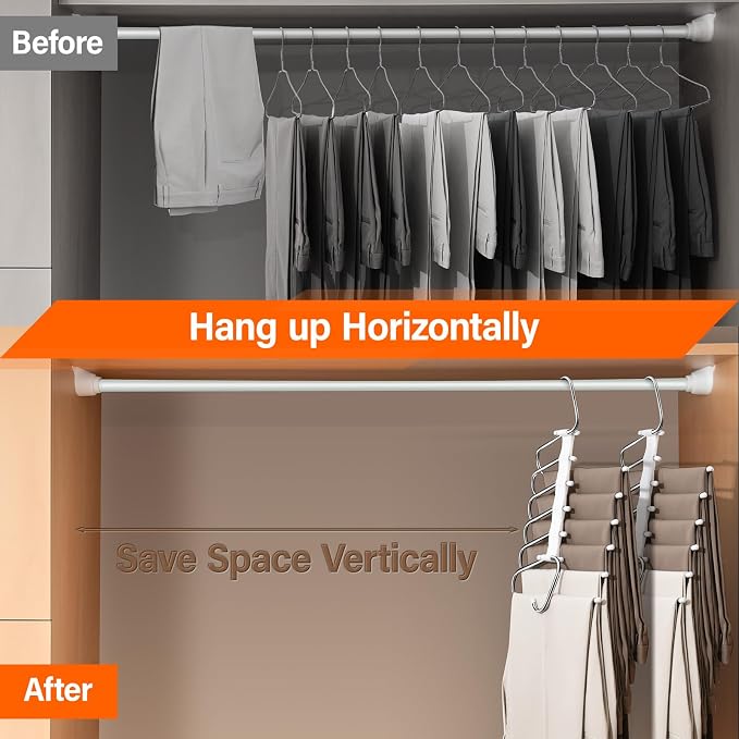 Upgraded Collapsible Pants Hangers Space Saving, 6 Layers Clothes Rack - Image 2