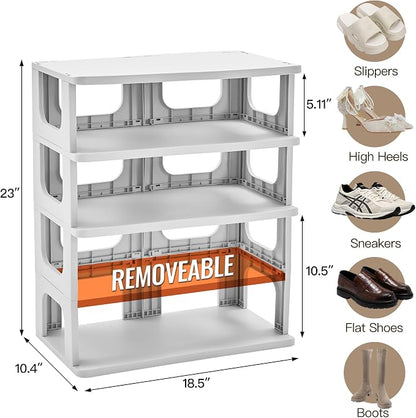TRZZ 5-Tier Shoe Rack, Narrow Stackable Organizer, Vertical Efficient Shoe - Image 2