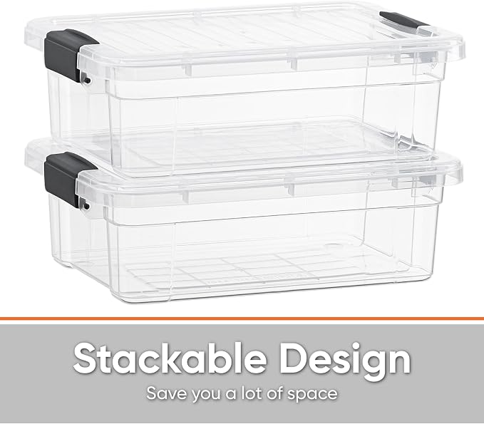 Superio Storage Bins with Lids- 8 Pack, 7.4 Qt Clear Boxes - Image 3