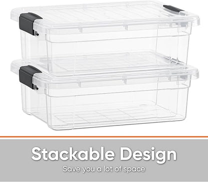 Superio Storage Bins with Lids- 8 Pack, 7.4 Qt Clear Boxes - Image 3