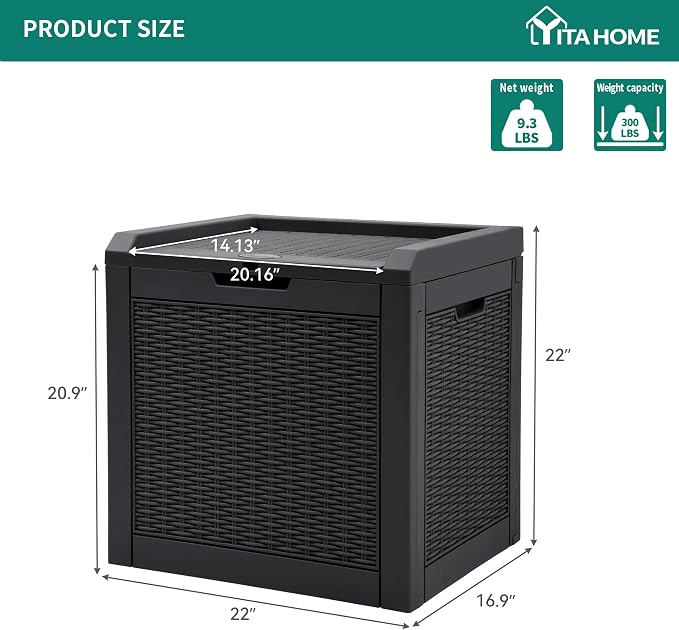 YITAHOME 32 Gallon Rattan Deck Box, Indoor Outdoor Storage Box - Image 7