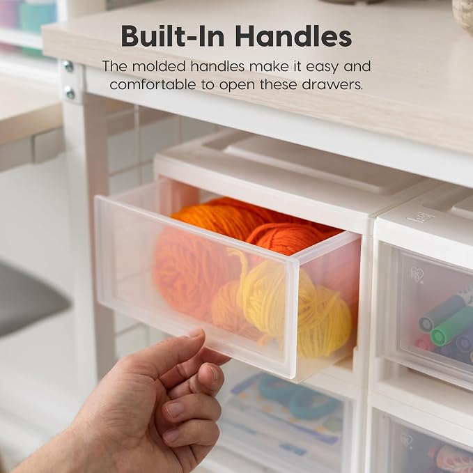 IRIS USA 4-Pack, 6 Qt. Small Stacking Drawer Storage Organizer, accessories - Image 6