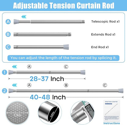 AIZESI Tension Curtain Rod Spring Tension Rods - Image 2