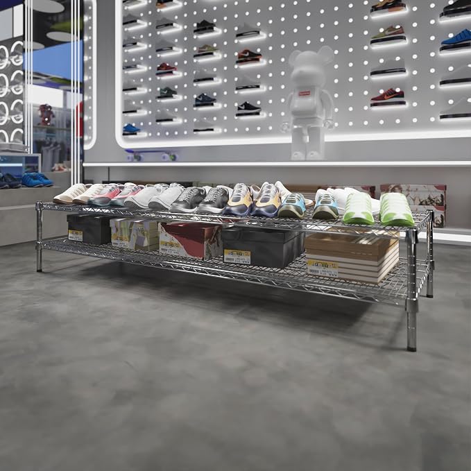 24" Deep x 72" Wide x 14" Height Wire Shelving Kit | 2-Tier | NSF Commercial - Image 2