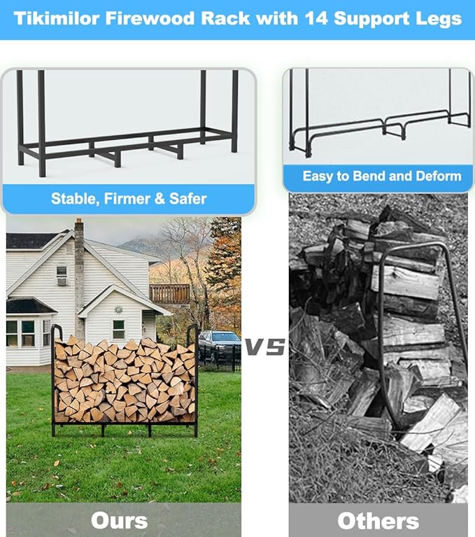 4ft Firewood Rack Holder, Adjustable Heavy Duty Fire Log Stacker Stand - Image 5