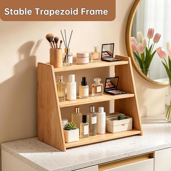 100% Solid Rubber Wood Spice Rack, 3 Tier Freestanding & Wall Mounted Kitchen - Image 8
