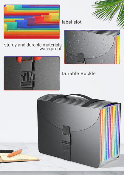 Expanding File Folders with Handle, Accordion File Organizer 13 Expandable - Image 2