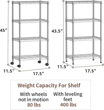 SINGAYE 4 Small Shelves Storage Shelf Wire Shelving Unit Metal Shelf Adjustable - Image 3