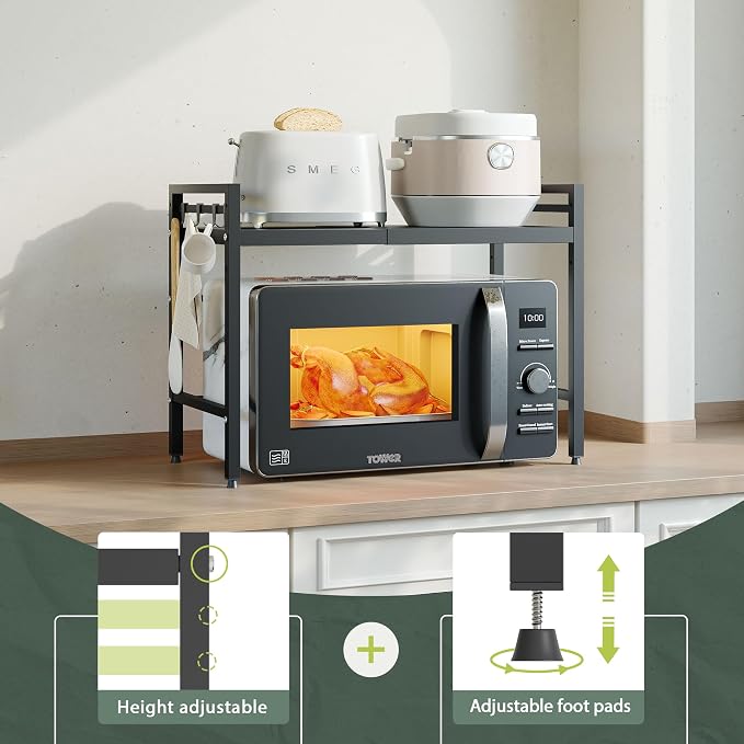 2 Tier Expandable Microwave Stand countertop, Microwave Oven Rack | microwave - Image 4