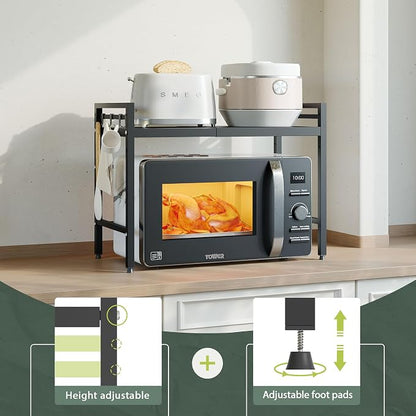 2 Tier Expandable Microwave Stand countertop, Microwave Oven Rack | microwave - Image 4