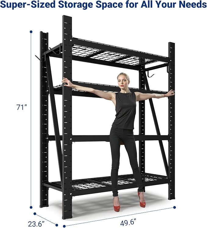 FLEXIMOUNTS Garage Shelving Heavy Duty, 49.6" W 4-Tier 10000LBS Industrial - Image 2