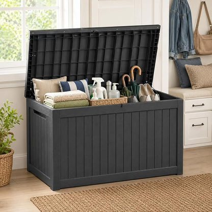 146 Gallon Deck Box, Waterproof Outdoor Storage Box, Lockable Resin Patio - Image 9