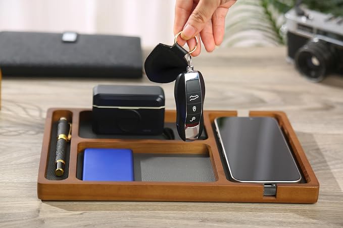 Shinpuru Wooden Valet Tray for Men, Nightstand Organizer - Image 7