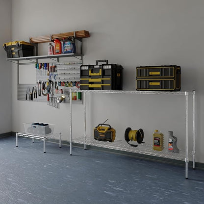 14" Deep x 60" Wide x 34" Height Wire Shelving Kit | 2-Tier | NSF Commercial - Image 2