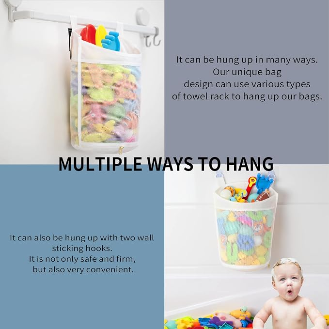 Large Capacity Baby Mesh Bath Toy Organizer, Extra Large Opening Bathroom Toy - Image 4