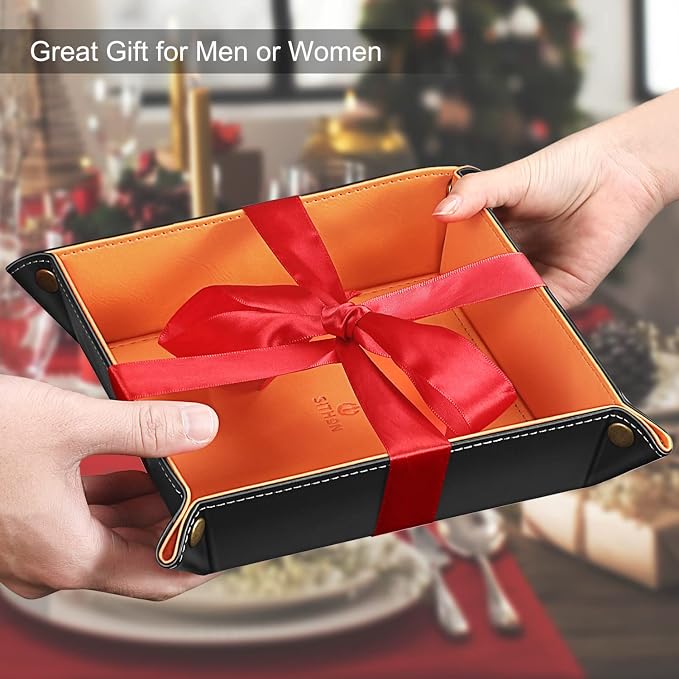 SITHON Valet Tray Desktop Storage Organizer – Premium PU Leather Catchall - Image 7