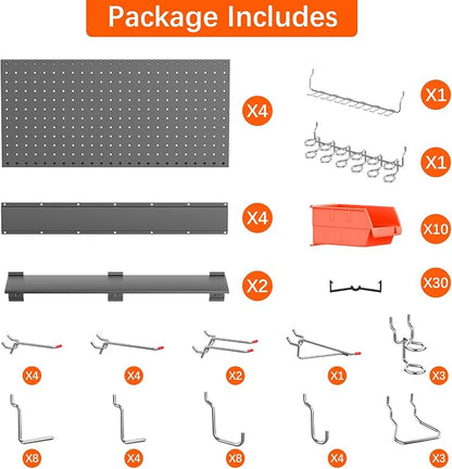 TORACK Metal Pegboard with Peg Board Hooks, Tools Storage Pegboard with - Image 4