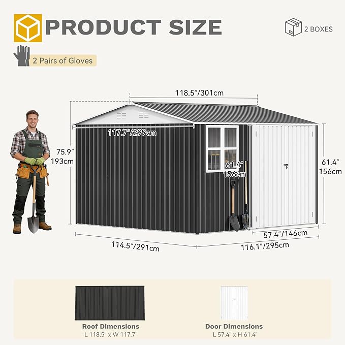 DWVO 10x10ft Large Tool Storage Shed - Image 9