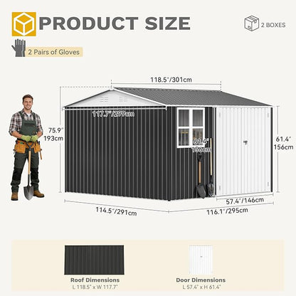 DWVO 10x10ft Large Tool Storage Shed - Image 9