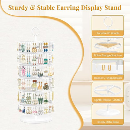 EsLuker.ly Earring Holder Organizer Rotating Stud Display Tree Rack, 6 Tier | - Image 5
