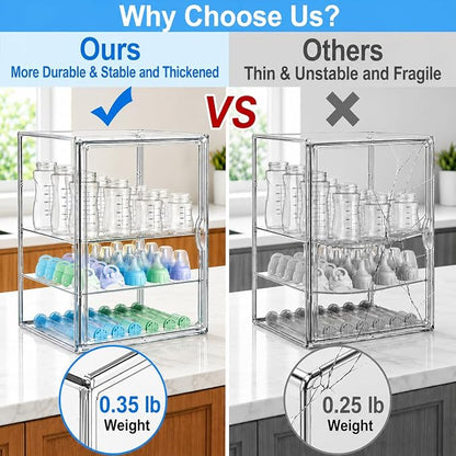 Baby Bottle Storage Organizer for Countertop, X-Large Clear Bottle Organizer - Image 2