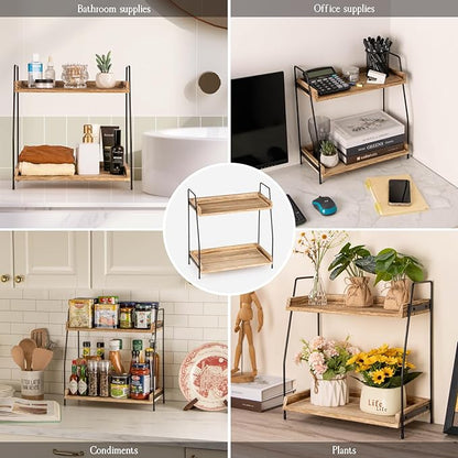 ANBOXIT Countertop Coffee Station Organizer, 2 Tier Wooden Shelf | - Image 6
