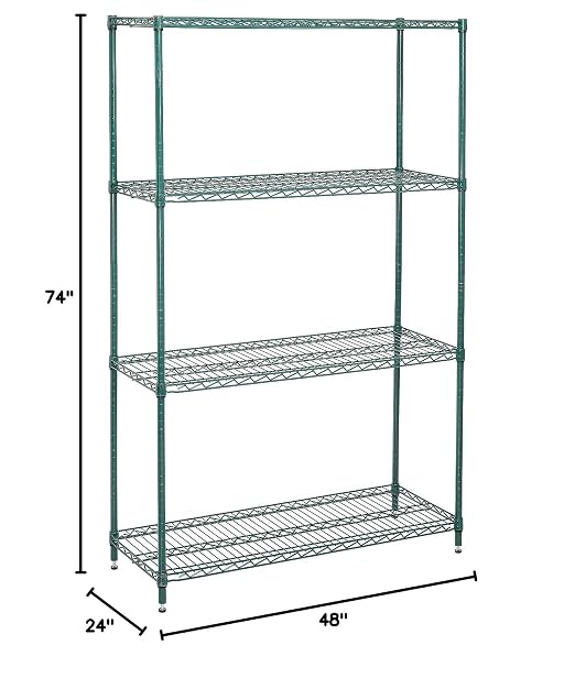 Nexel Economy Wire Shelving Starter Unit, 4 Tier, x 48"L, x 74"H - Image 2