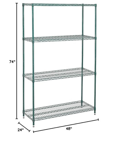 Nexel Economy Wire Shelving Starter Unit, 4 Tier, x 48"L, x 74"H - Image 2