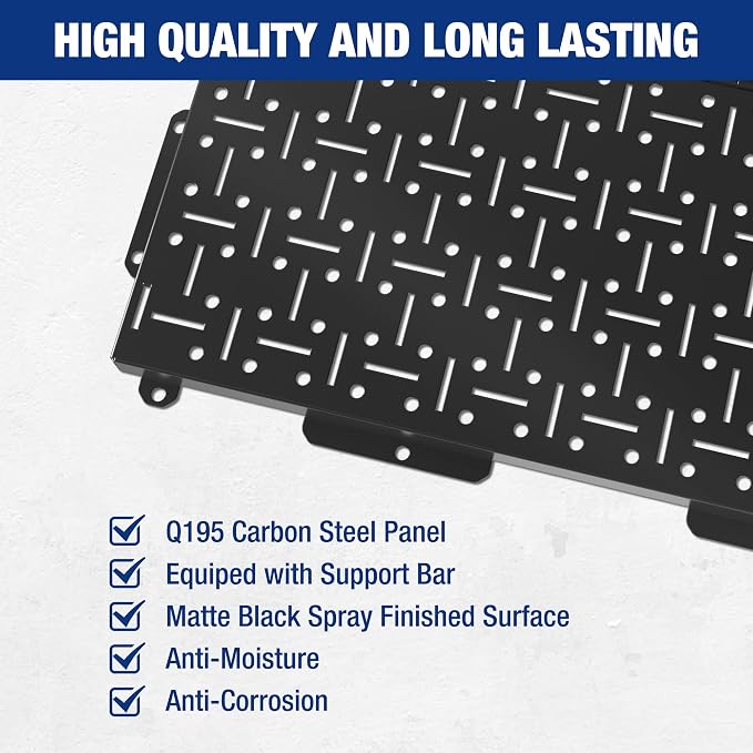 WORKPRO 16”x 16” Metal Peg Board, Foldable Black Pegboard - Image 3