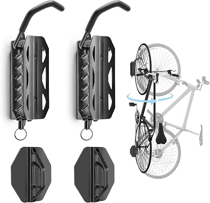 QAQ Swivel Bike Wall Mount, Vertical Bike Rack Garage Holds Up to 66lbs by LEDMask