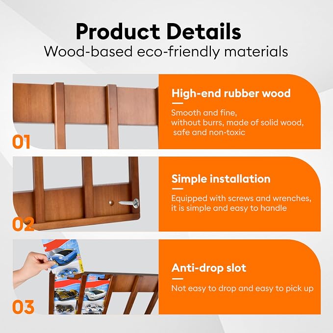 Storage Case Compatible with Hot Packaged Wheels Cars, Solid Wood Wall Mount - Image 4