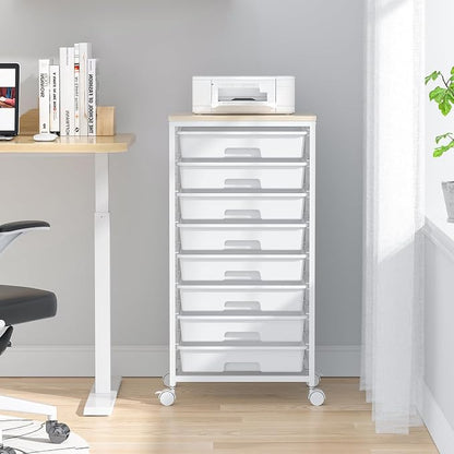 Rolling Storage Cart with Drawers, Utility Cart With 8 Drawers and Wooden - Image 6