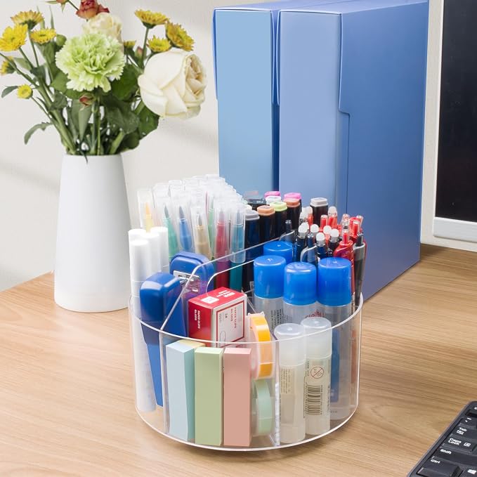 Acrylic Pen Holder, 2 Pack 360 Rotating Organizer - Image 9