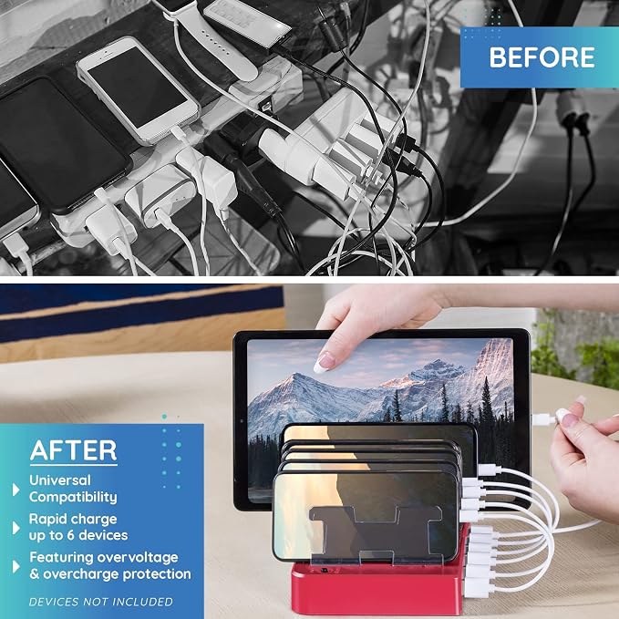 Charging Station for Multiple Devices – 6-Port USB Charging Dock for Apple & - Image 2