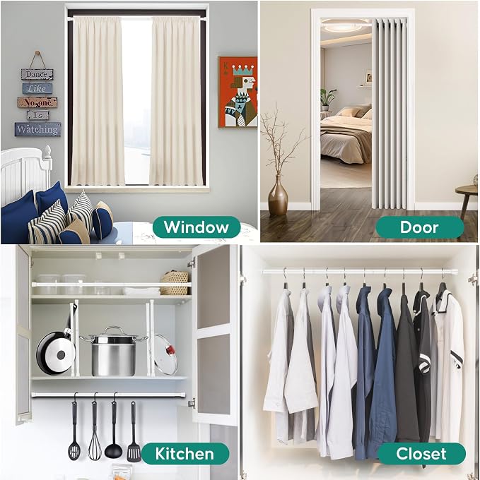 White Adjustable Shower Curtain Rod 28-39 Inches 2 pc, 7/8" Diameter Anti-slip - Image 7