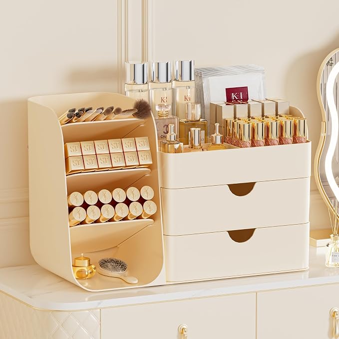 Makeup Organizer with Drawers, Large Capacity Countertop Organizer by KQJS