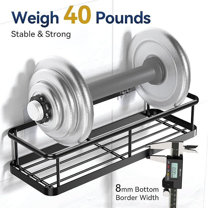 YASONIC Shower Caddy Adhesive, Rustproof Shower Organizer, Large Capacity - Image 3