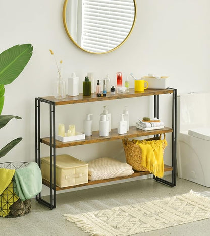 HCHQHS 3-Tier Rustic Wood and Metal Industrial Bookshelf - Image 8