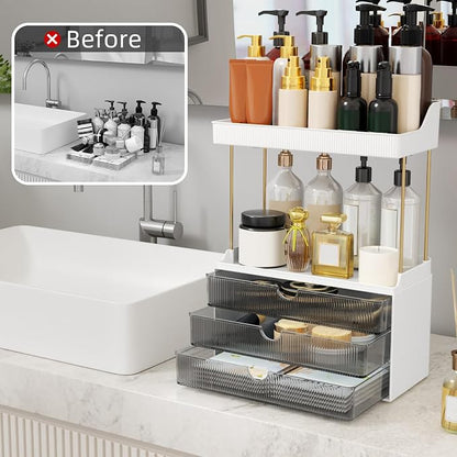 Strong 3 Drawers Bathroom Counter Organizer, 5 Tier Makeup Organizer, Versatile - Image 3