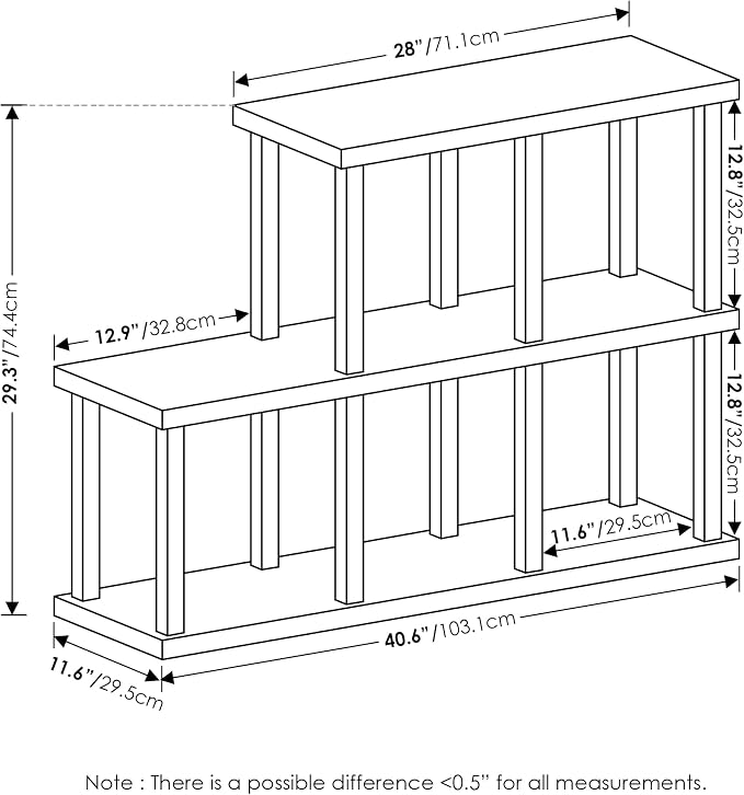 Furinno Turn-N-Tube No Tools Decorative Display Shelf, Americano/Black - Image 3